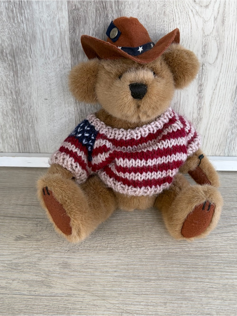 Brass Button Bear Cody Bear of Friendship- 1996 Patriotic USA western cowboy